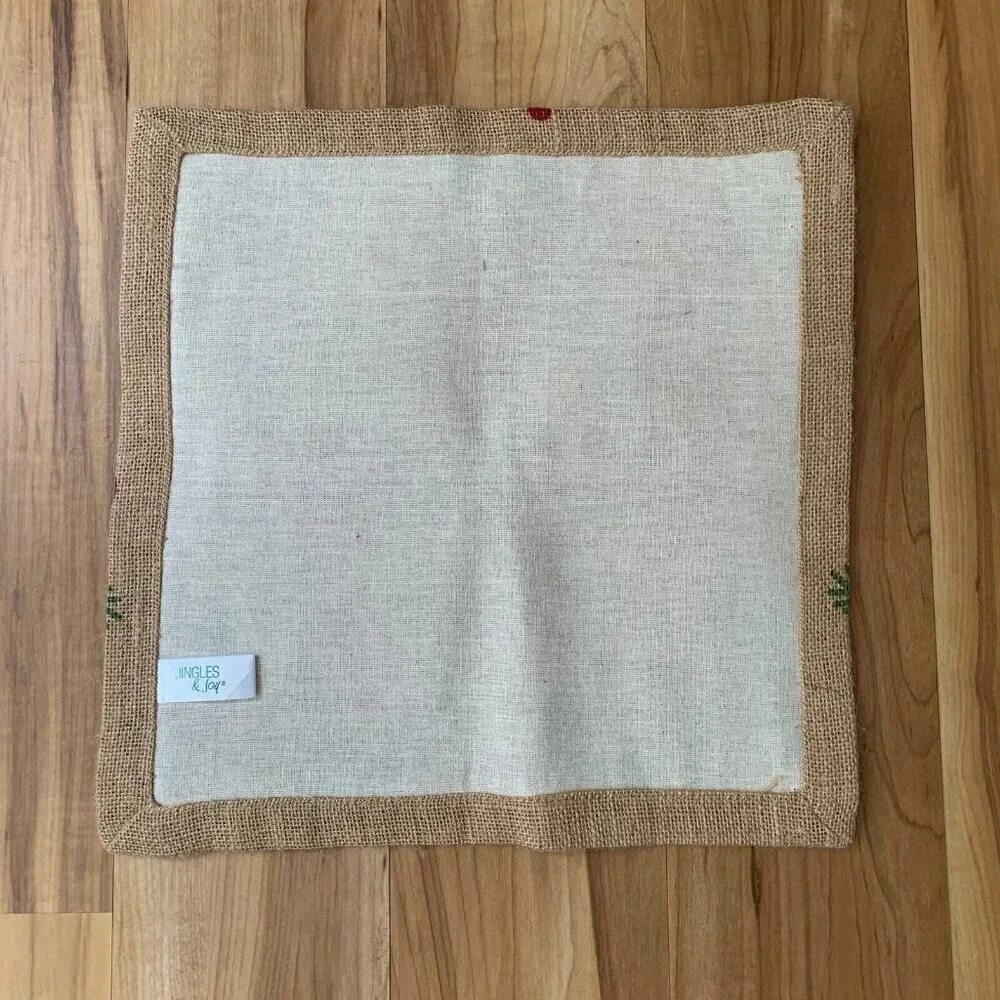 Farmhouse 100% Jute Holiday Christmas Placemats Set 2 13.5 x 13.5 Square Burlap